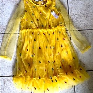 Pink Chicken Yellow Long Sleeve Sundress with Peter Pan Collar